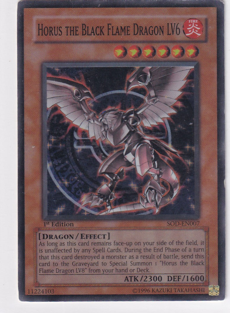 Horus the Black Flame Dragon LV6 SOD-EN007 1st Edition – Zustand Poor – Originalfoto