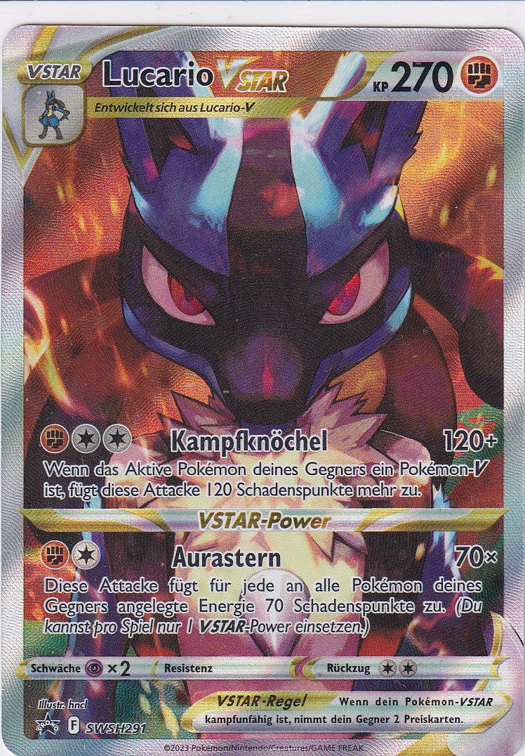 Lucario VSTAR SWSH291 Near Mint Originalfoto Vorderseite
