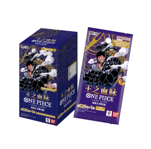 One Piece OPC-10 Royal Blood Chinesisch – 24er-Display als Beispielbild von Mythracards; Verpackung nicht zugesichert