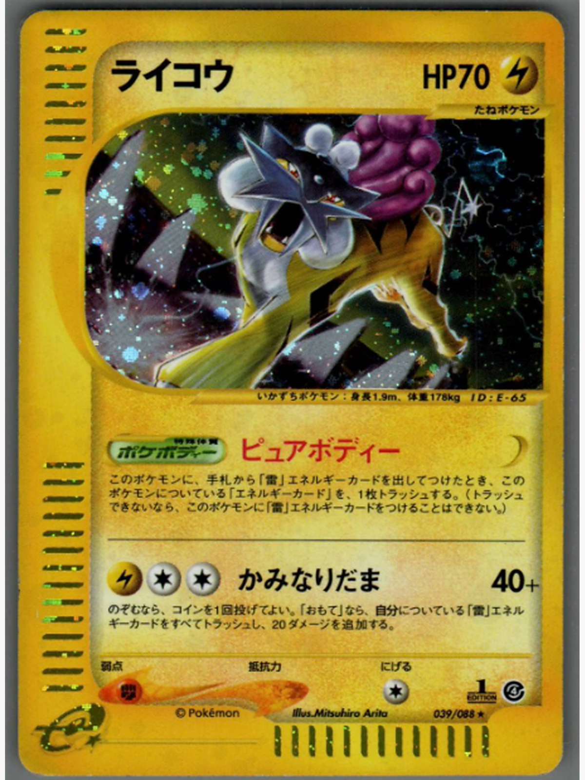 Raikou 039/088 Split Earth e4 Holo Rare 1st Edition – Vorderseite – voraussichtlich Zustand Good